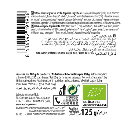 Paté de Olivas Negras Ecológico 125 g NaturGreen
