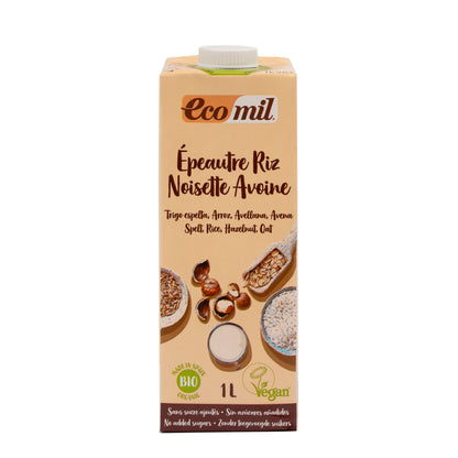 Bebida de Espelta con Arroz, Avellana y Avena Bio 1L Ecomil