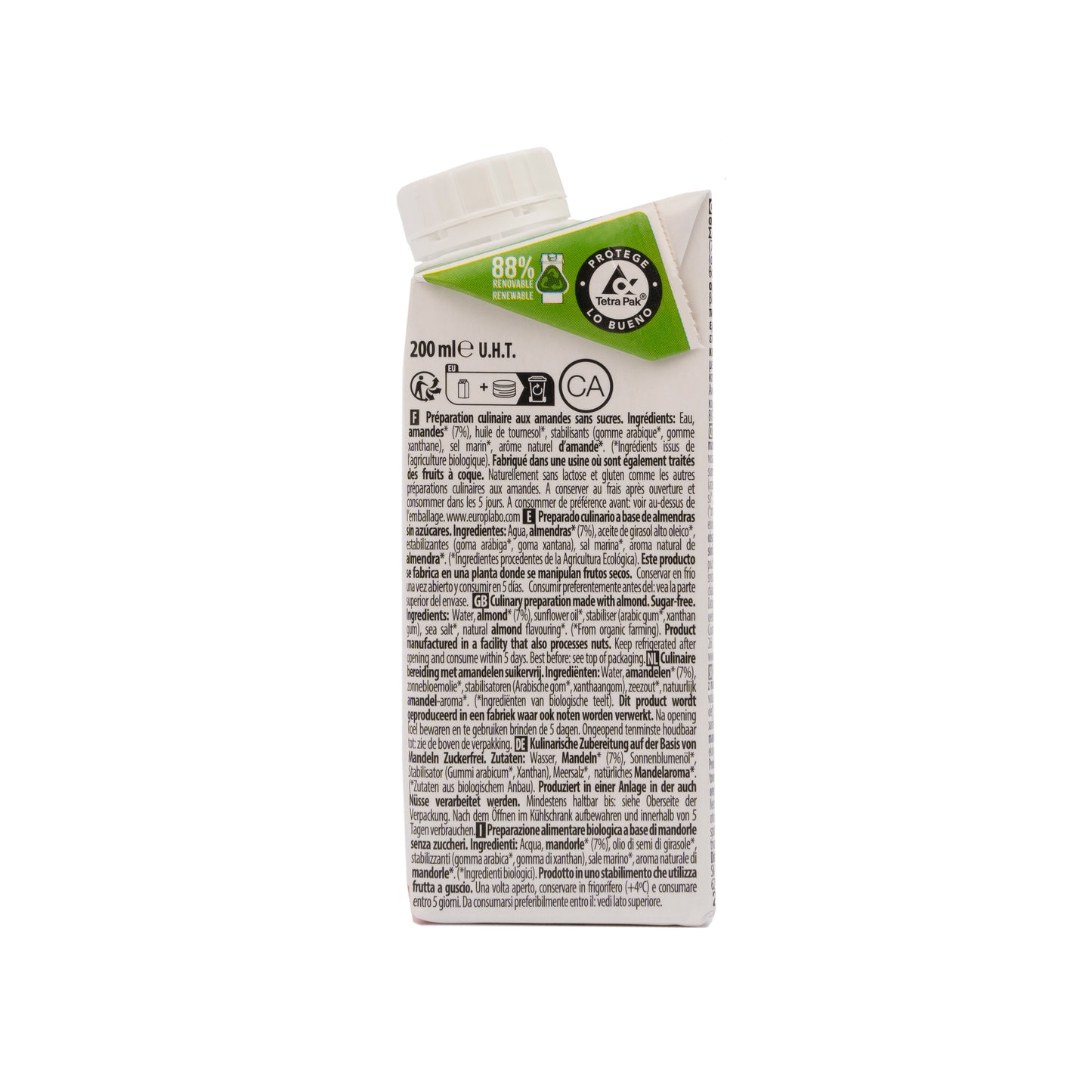 Crema de Almendra para cocinar ecológica 200 ml Ecomil Cuisine