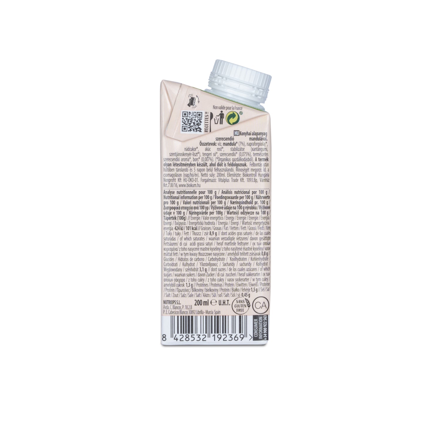 Pack 24x Bechamel de almendra Bio para cocinar 200ml Ecomil