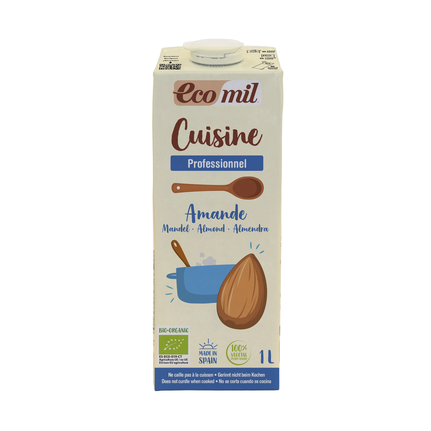 Pack 6x Nata ecológica para cocinar de Almendra 1 L. EcoMil Cuisine