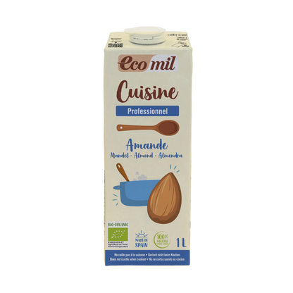 Pack 6x Nata ecológica para cocinar de Almendra 1 L. EcoMil Cuisine