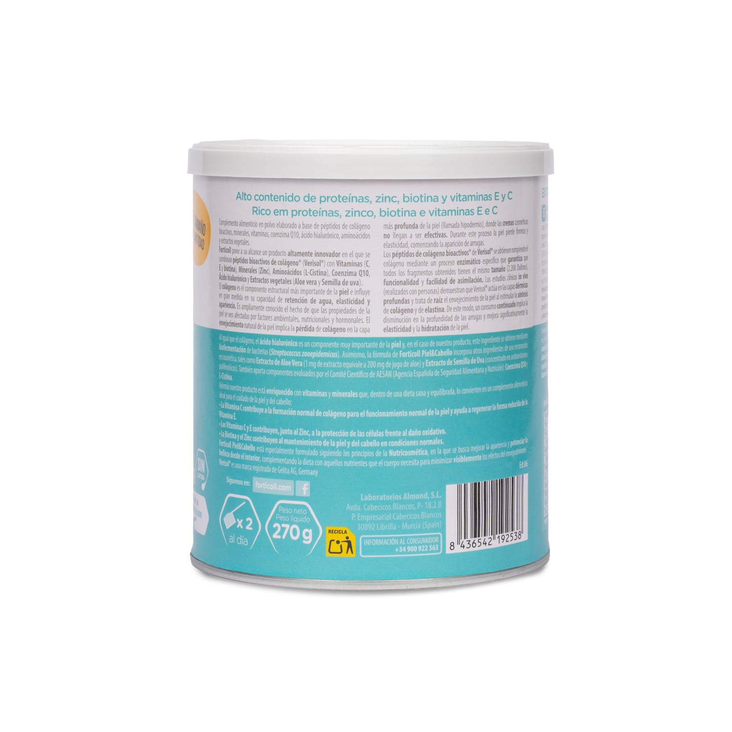 Pack 6x Colágeno BioActivo Piel y Cabello 270 g Forticoll