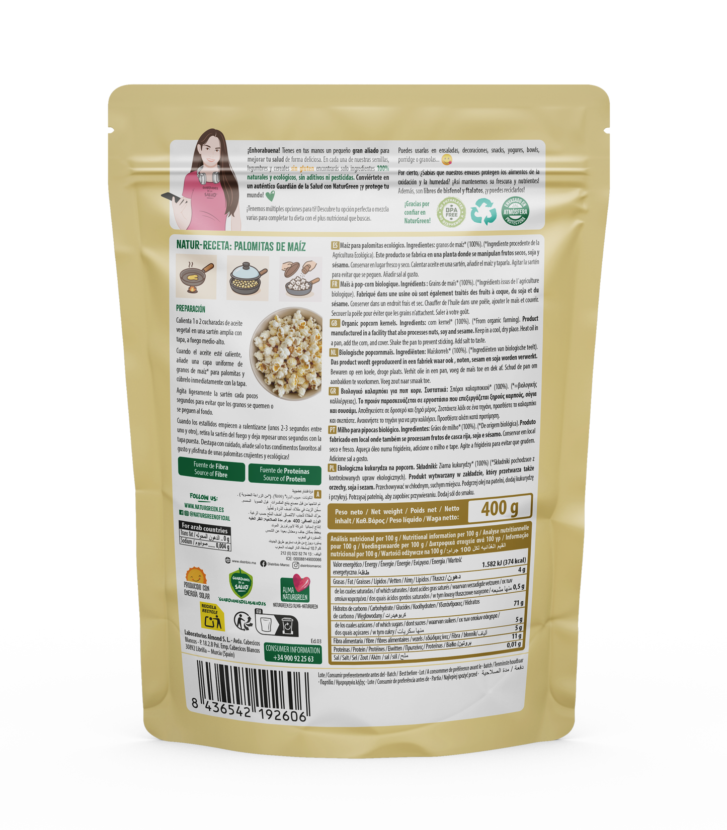 Pack 10x Maíz para palomitas ecológico 400g NaturGreen