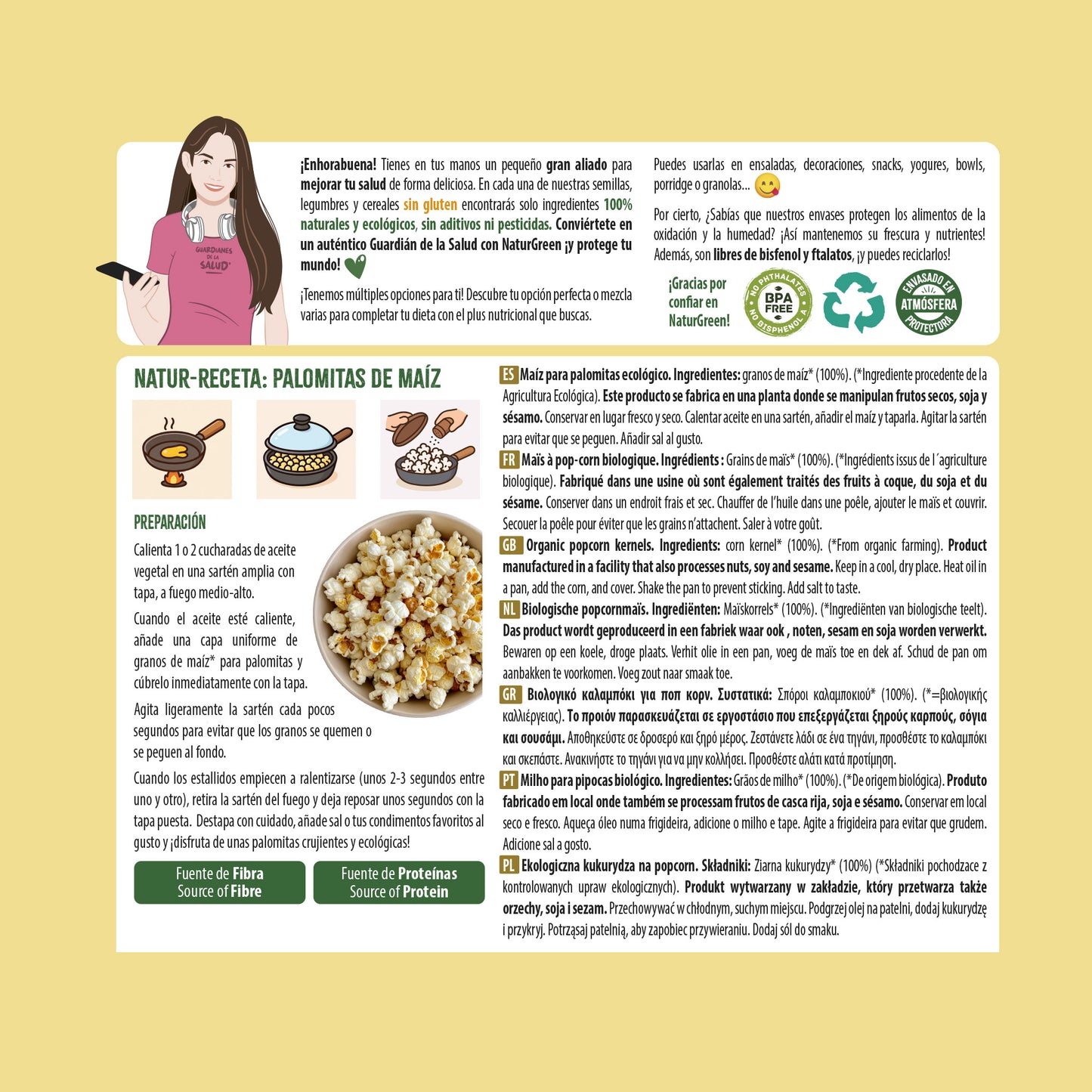 Pack 10x Maíz para palomitas ecológico 400g NaturGreen