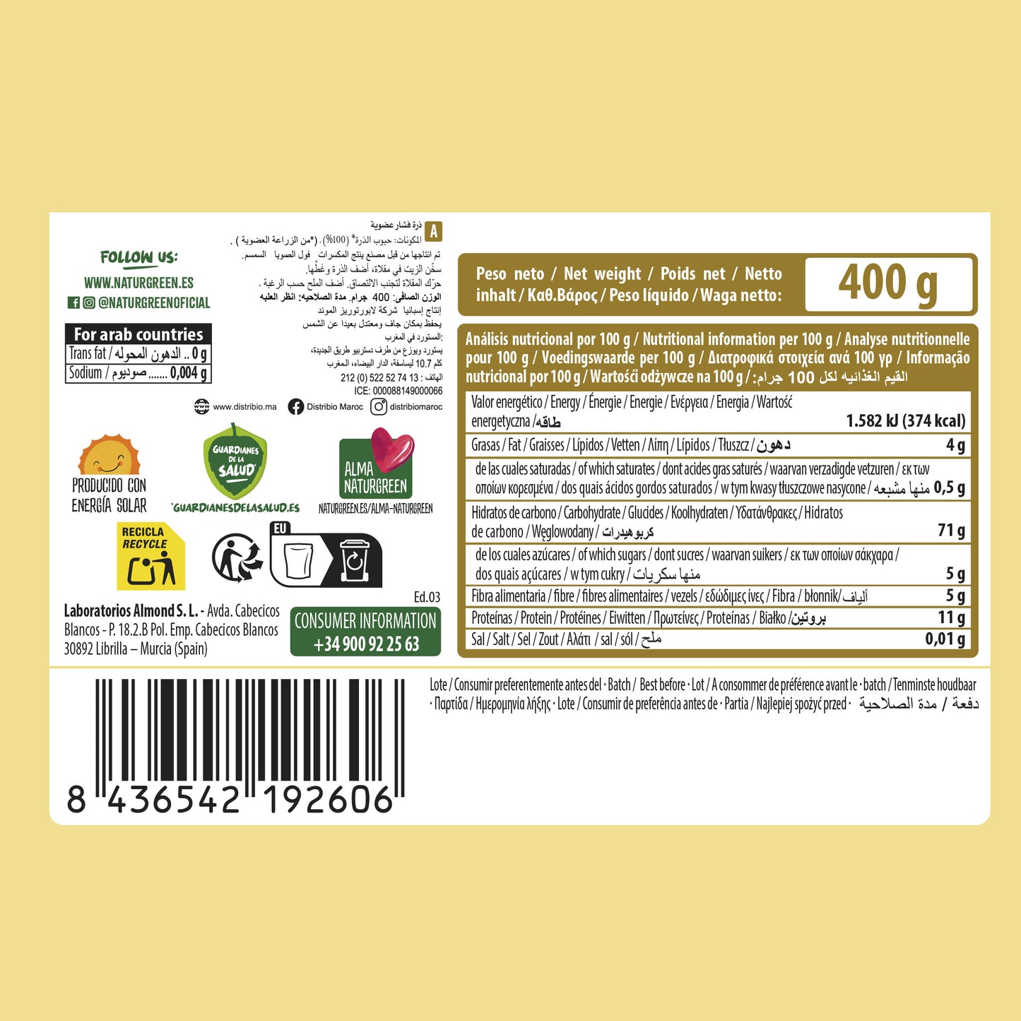 Pack 10x Maíz para palomitas ecológico 400g NaturGreen