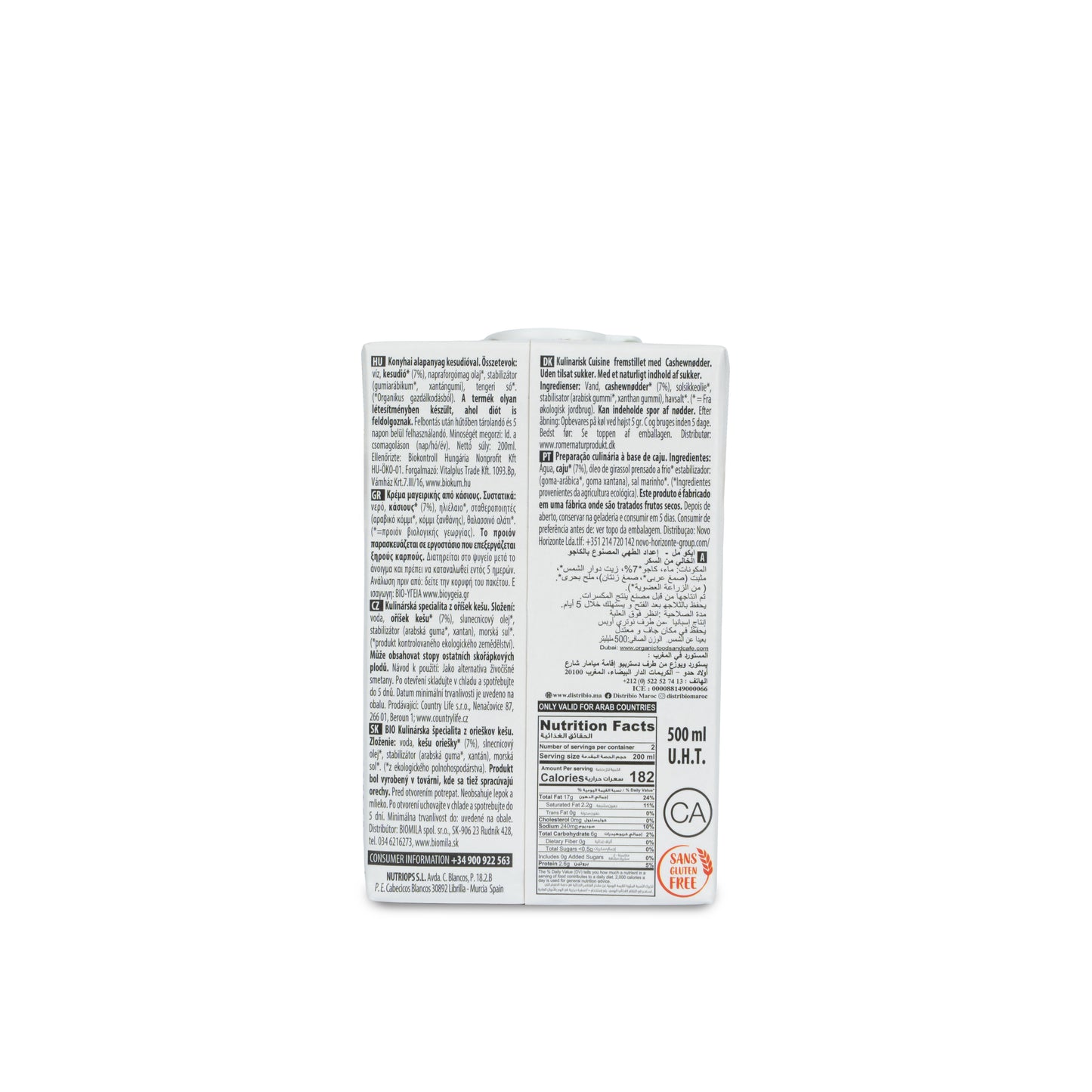 Nata Vegetal Cuisine Anacardo Sin Azúcares Bio 500ml Ecomil