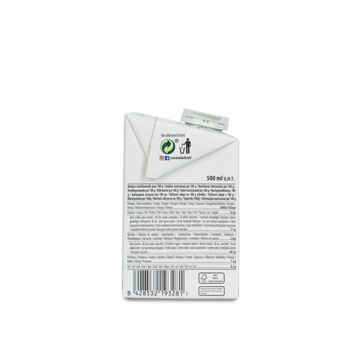 Nata Vegetal Cuisine Anacardo Sin Azúcares Bio 500ml Ecomil