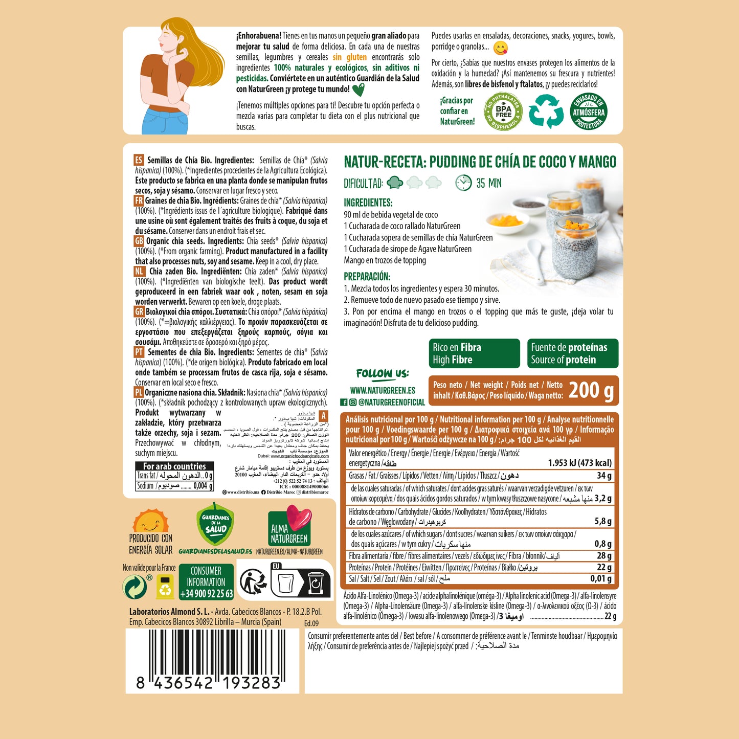 Pack 9x Semillas de Chía Ecológicas 200 g NaturGreen