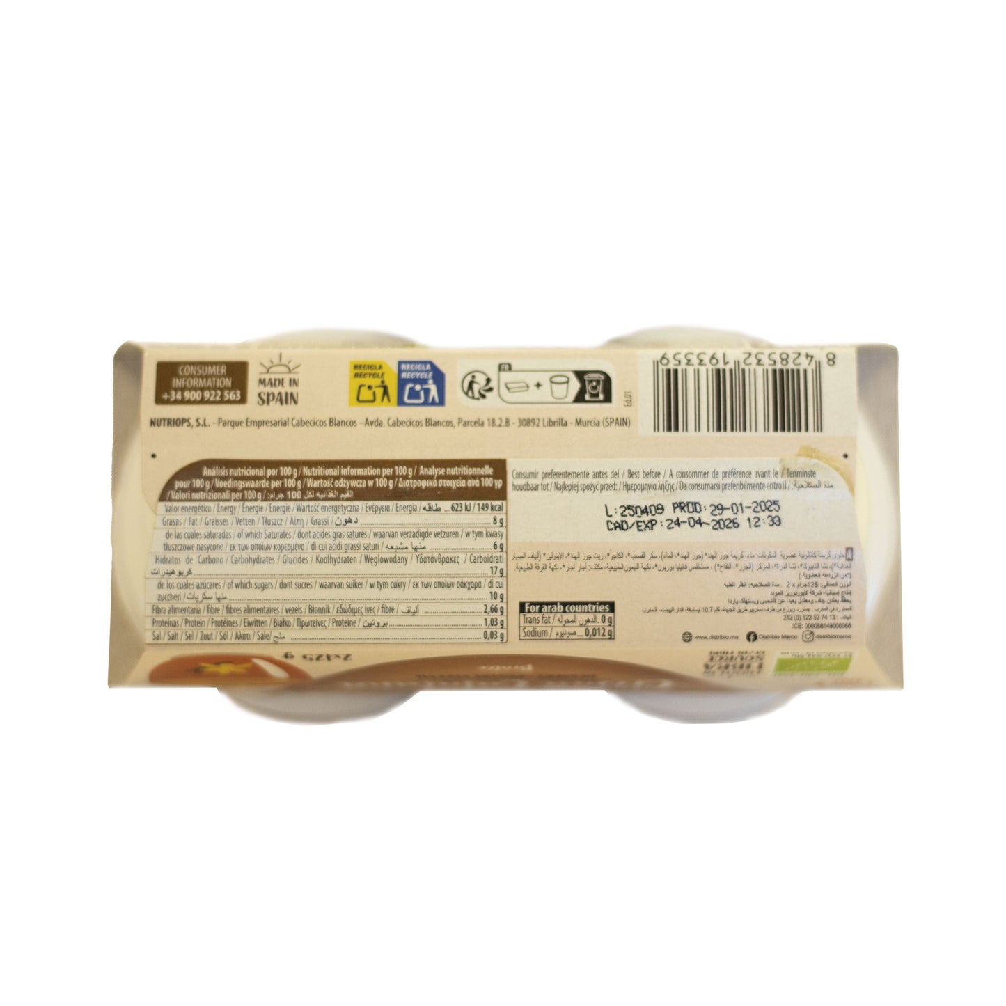 Postre Estilo Crema Catalana Bio Ecomil