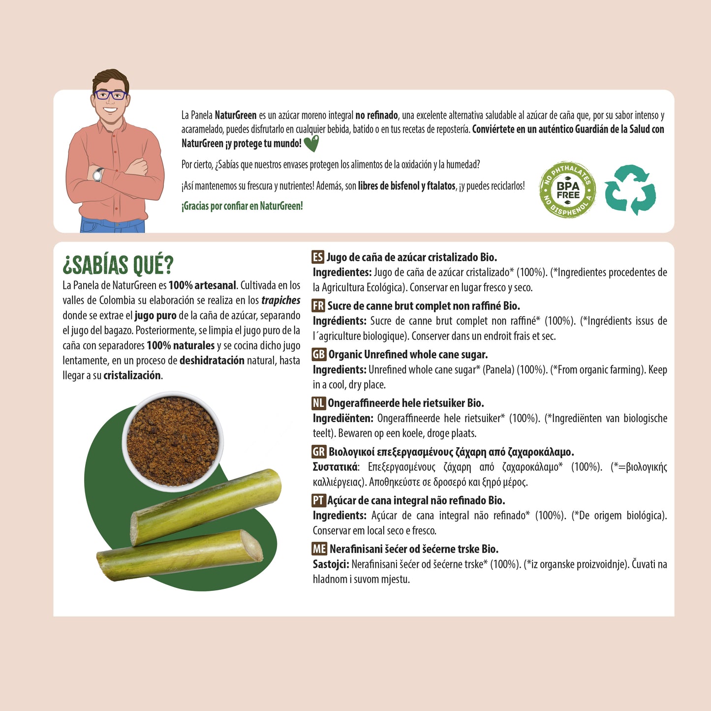 Pack 10x Panela Ecológica 500g NaturGreen