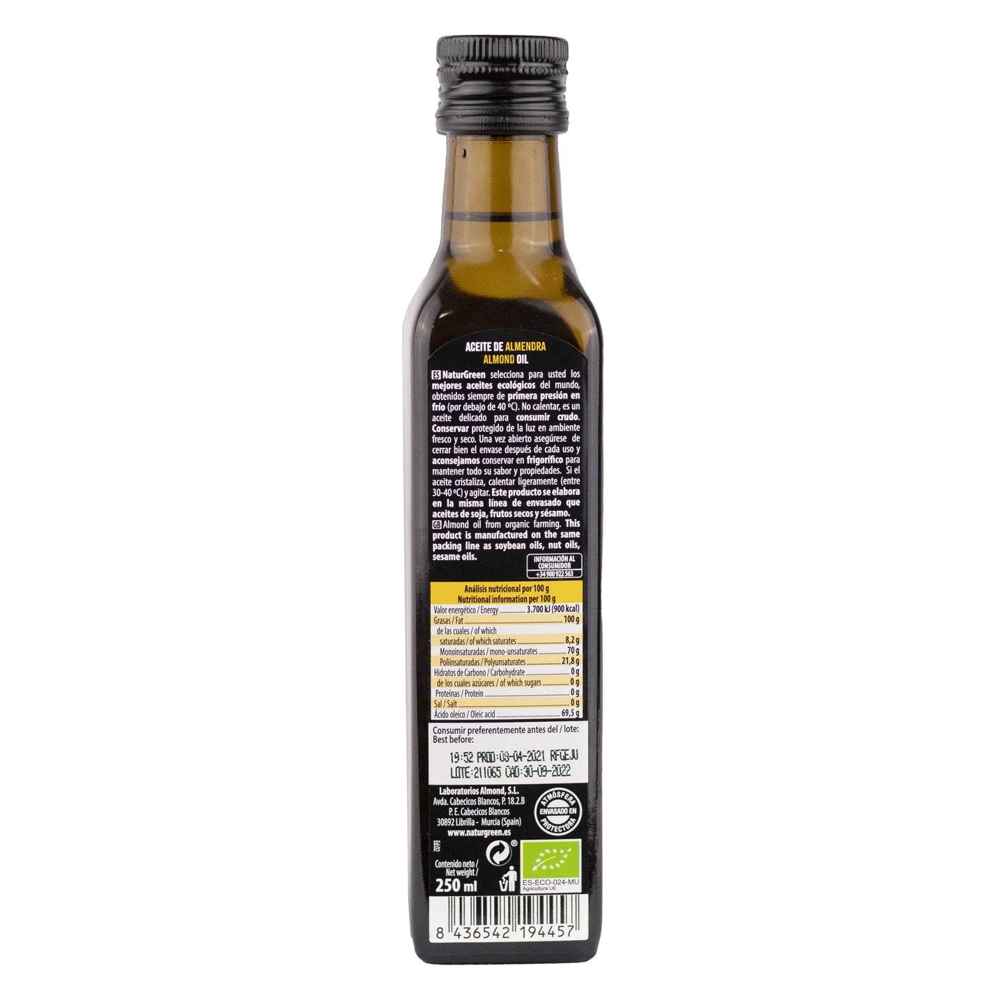 Pack 6x Aceite de Almendra Ecológico 250 ml NaturGreen