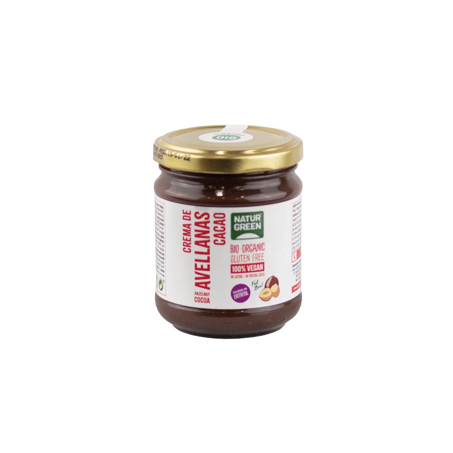 Crema de Avellanas con Cacao Bio Reducida de Azúcares NaturGreen