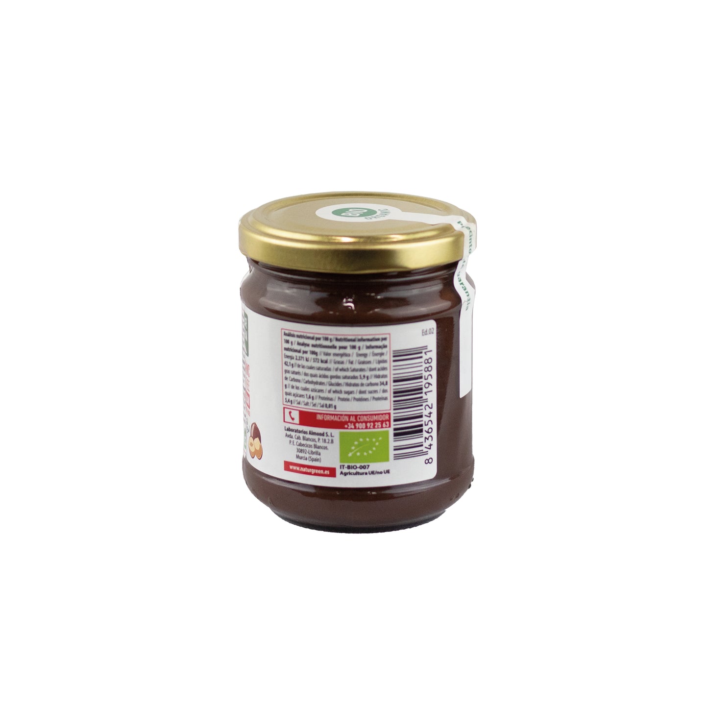Crema de Avellanas con Cacao Bio Reducida de Azúcares NaturGreen