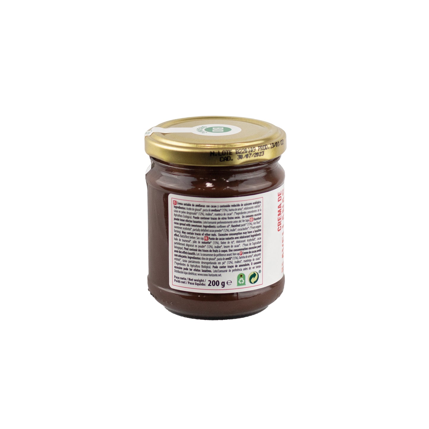 Crema de Avellanas con Cacao Bio Reducida de Azúcares NaturGreen