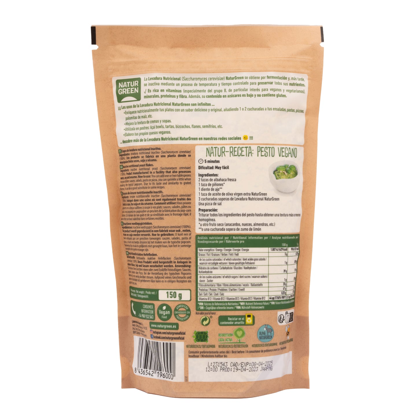 Pack 10x Levadura nutricional Convencional 150 g NaturGreen