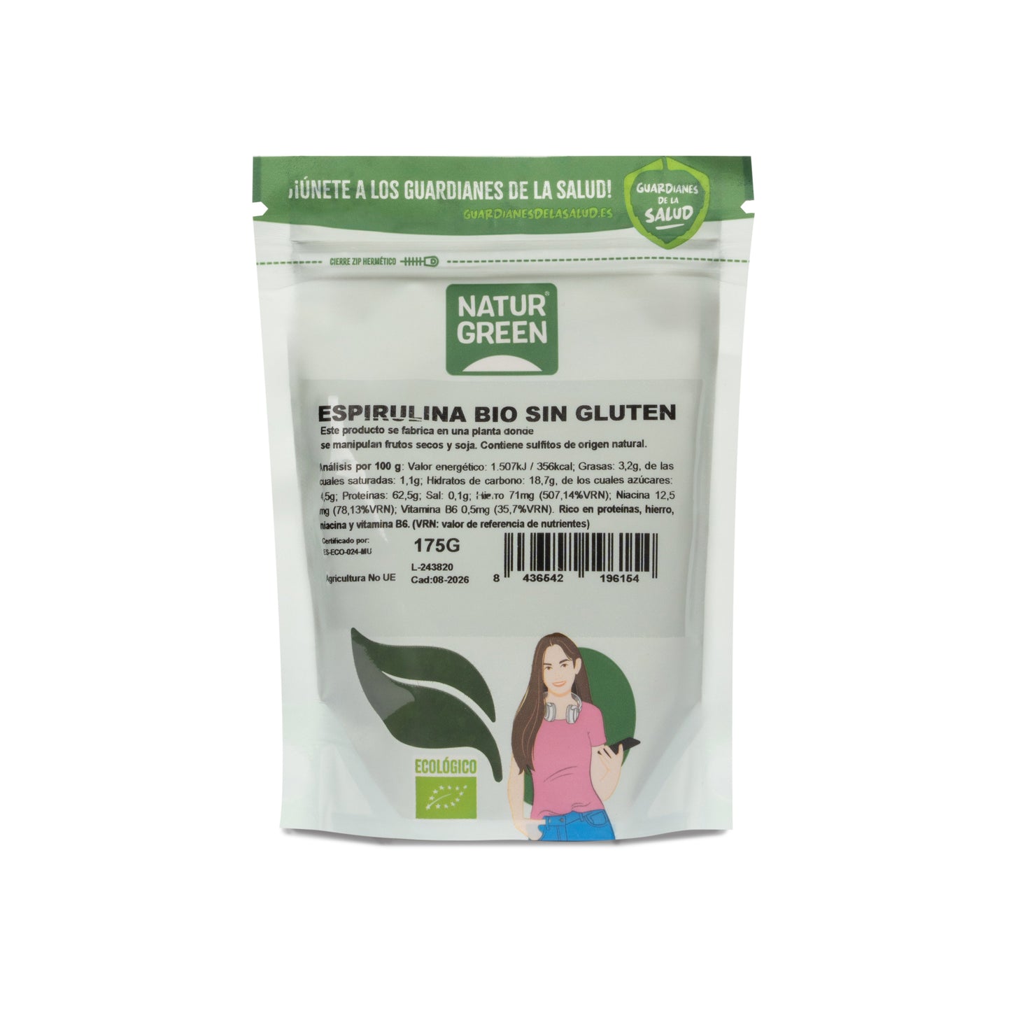 Espirulina Ecológica en polvo 175g NaturGreen
