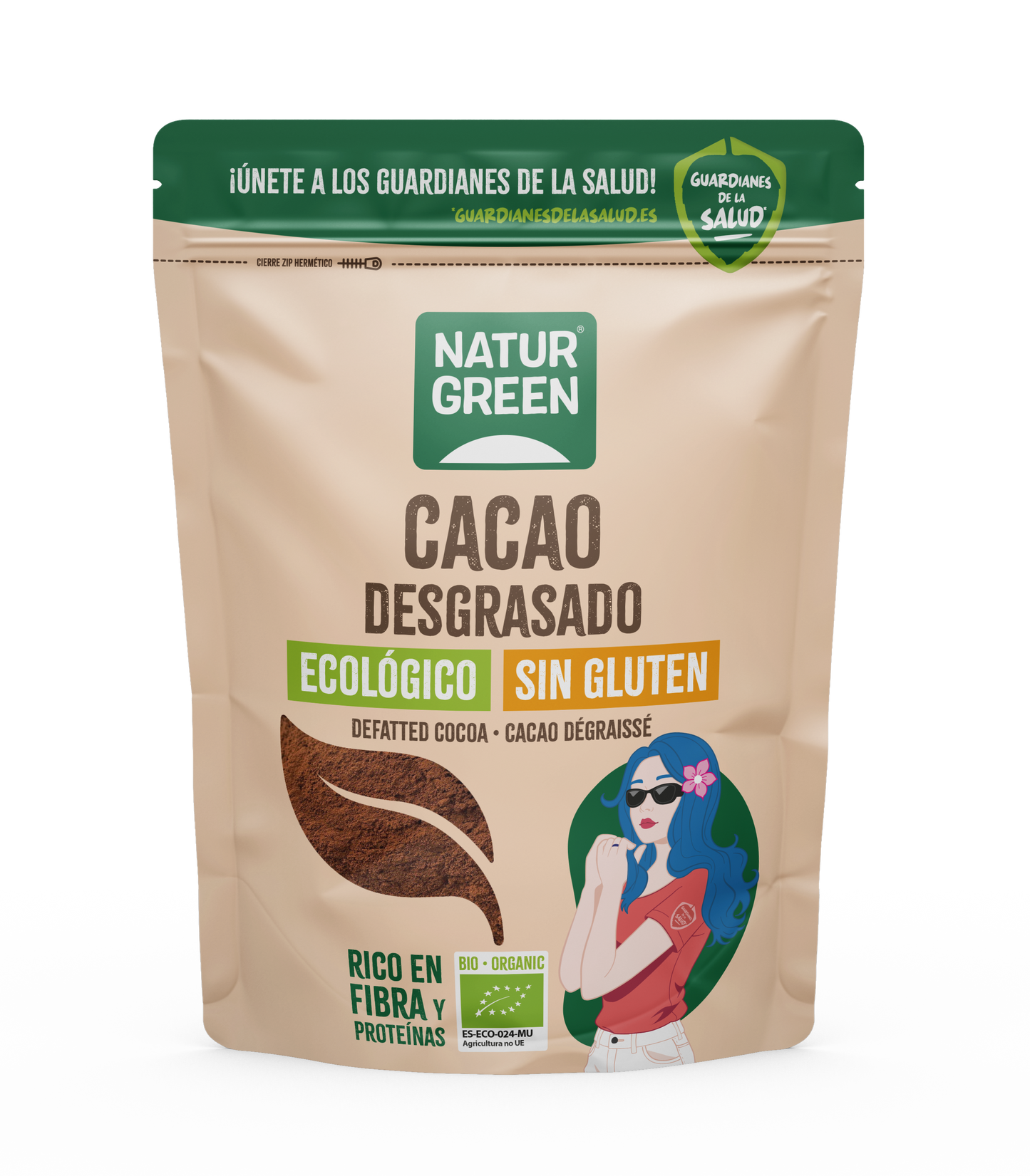 Pack 10x Cacao desgrasado Bio 225g NaturGreen