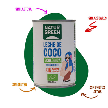Pack 6x NaturGreen Leche de Coco 400 g / 400 ml