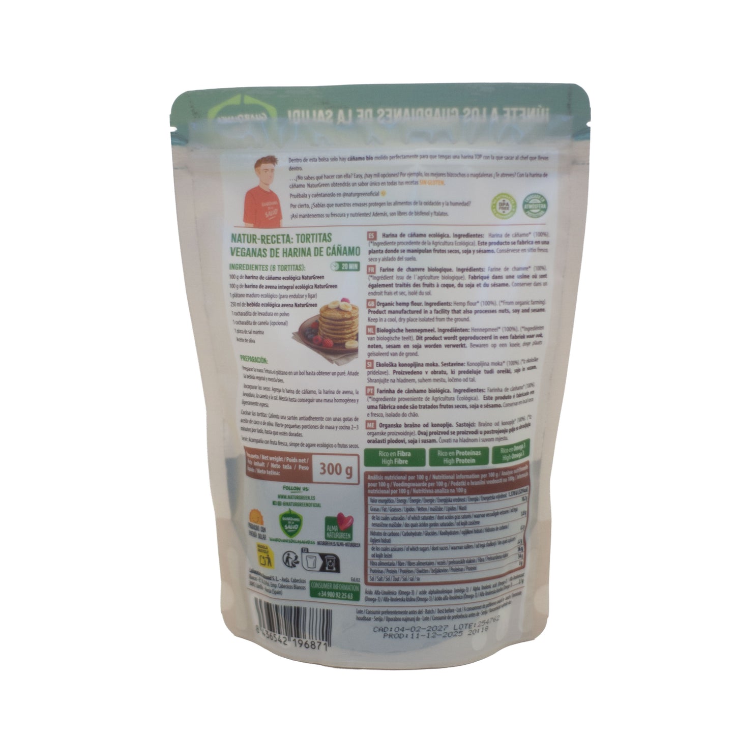 Pack 6x Harina de Cáñamo Bio 300 g NaturGreen