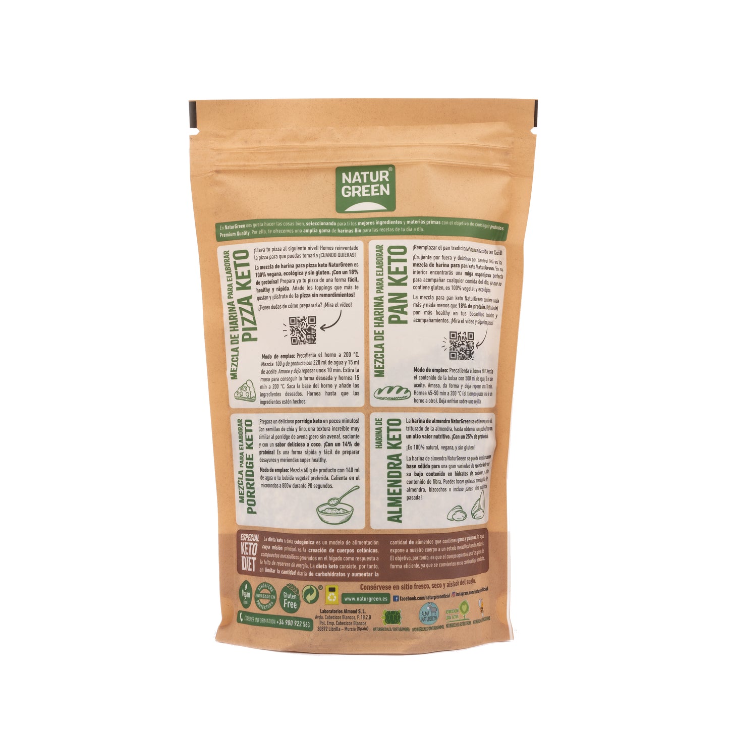 Pack 8x Porridge Keto Bio 300 g NaturGreen