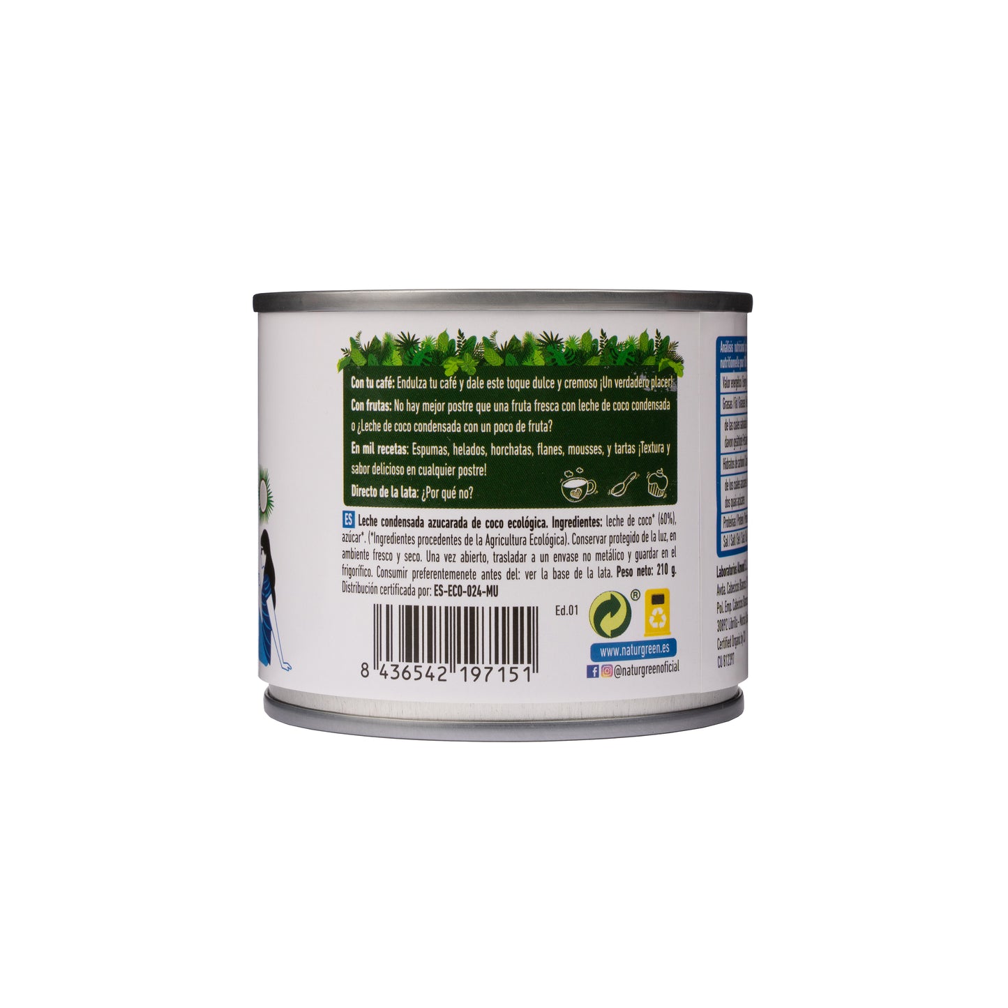 Leche condensada de coco 210ml NaturGreen
