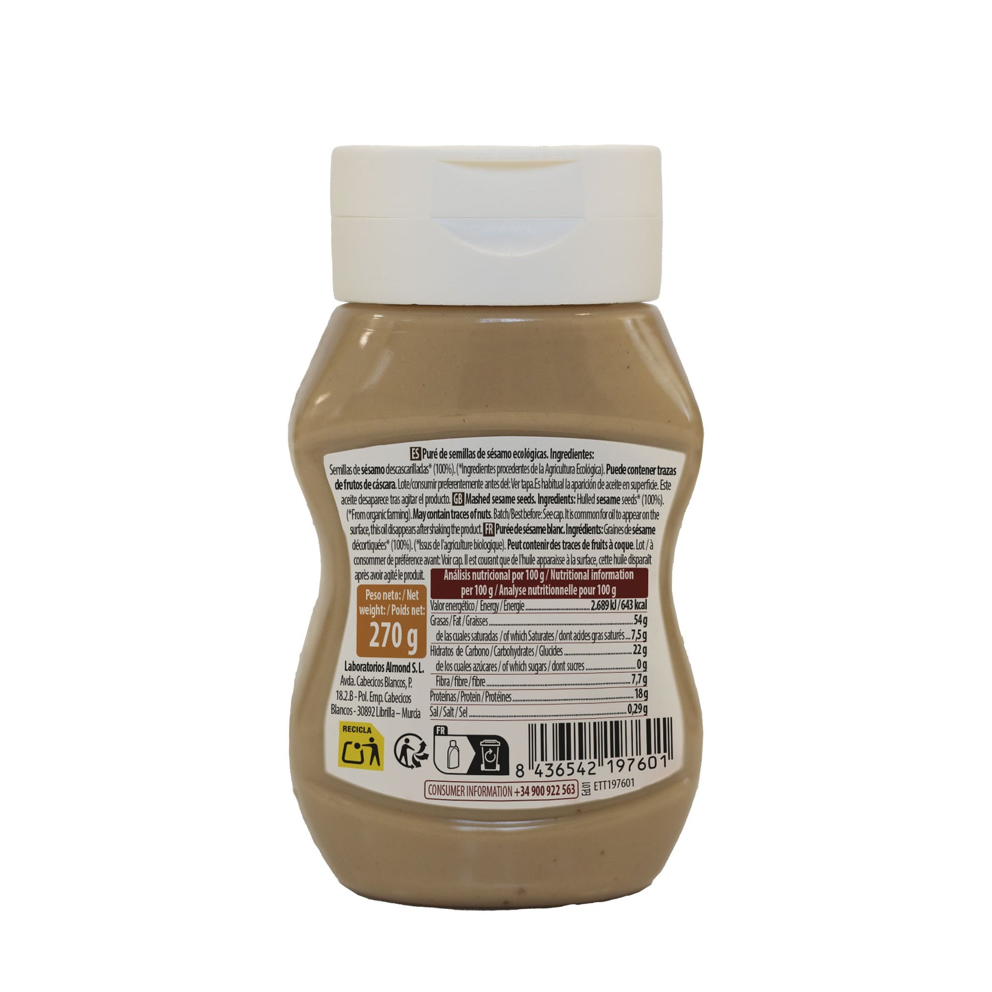 Tahini Suave Blanco Antigoteo Bio 270 g NaturGreen