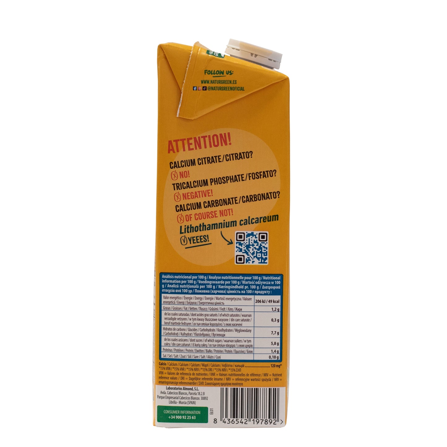 Pack 6x Bebida de Avena Sin Azúcares Añadidos con Calcio 1 L NaturGreen
