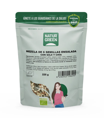 Pack 9x Mezcla 6 Semillas Ensalada Goji y Chía Bio 225 g NaturGreen