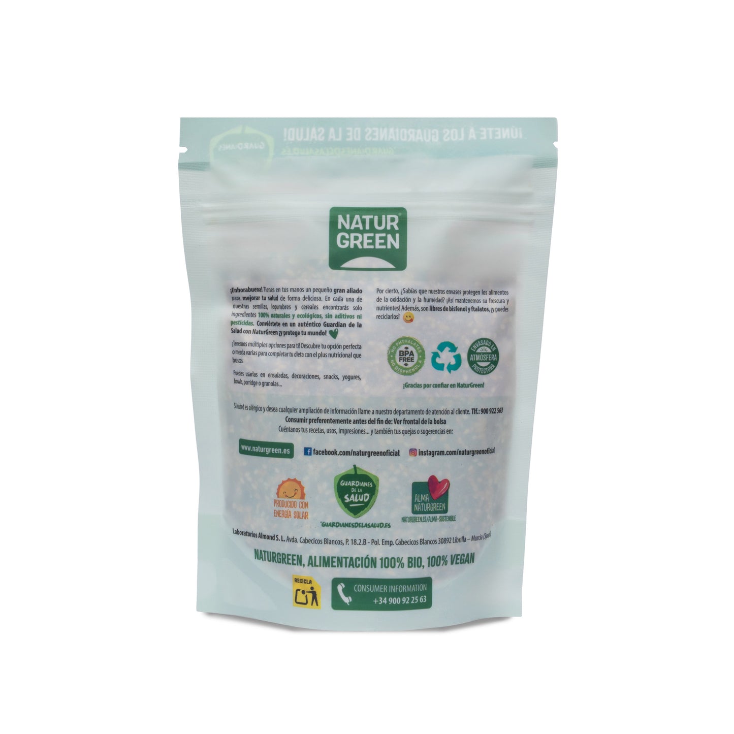 Pack 9x Mezcla 6 Semillas Ensalada Goji y Chía Bio 225 g NaturGreen