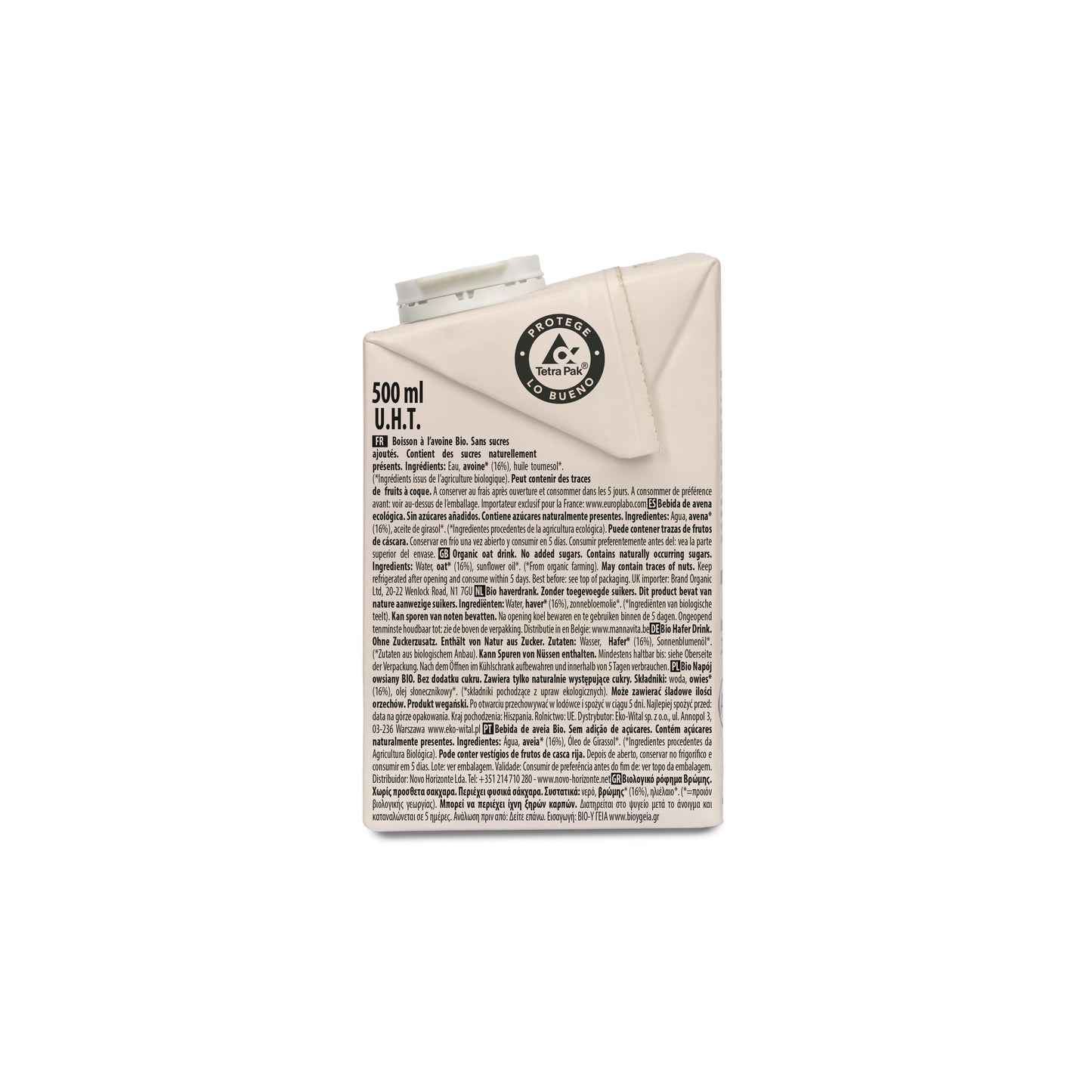 Pack 6x Bebida de Avena Sin Azúcares Añadidos Bio 500ml Ecomil