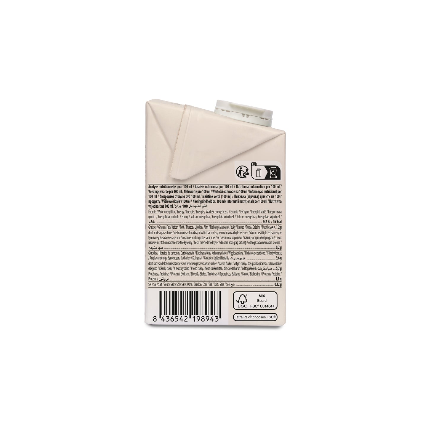 Pack 6x Bebida de Avena Sin Azúcares Añadidos Bio 500ml Ecomil