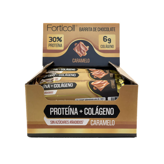 Pack 12x Barrita Proteína Colágeno Caramelo 50 g Forticoll