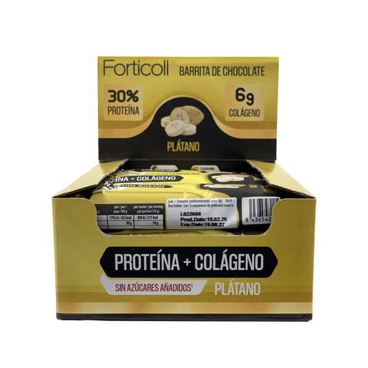 Pack 12x Barrita Proteína Colágeno Plátano 50 g Forticoll