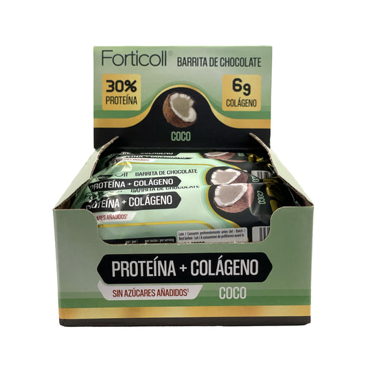 Pack 12x Barrita Proteína Colágeno Coco 50 g Forticoll