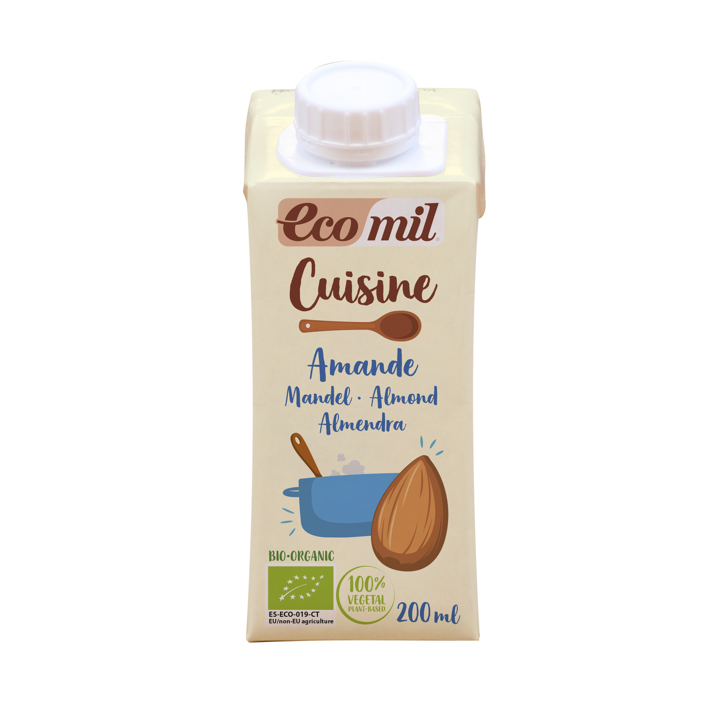 Pack 24x Nata ecológica para cocinar de Almendra 200 ml. EcoMil Cuisine