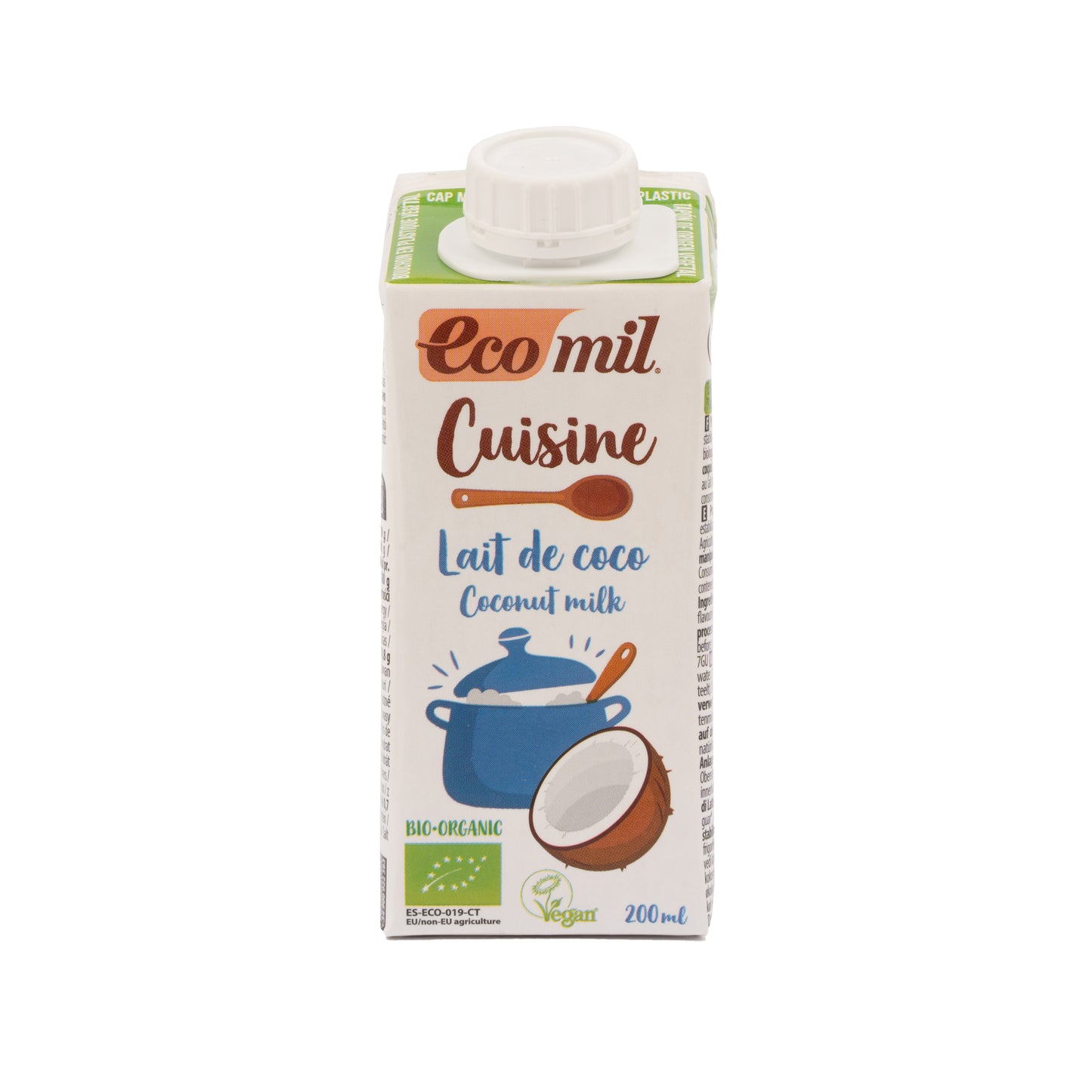 Leche de coco Bio para cocinar 200ml Ecomil