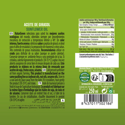 Aceite Ecológico de Girasol 250 ml NaturGreen