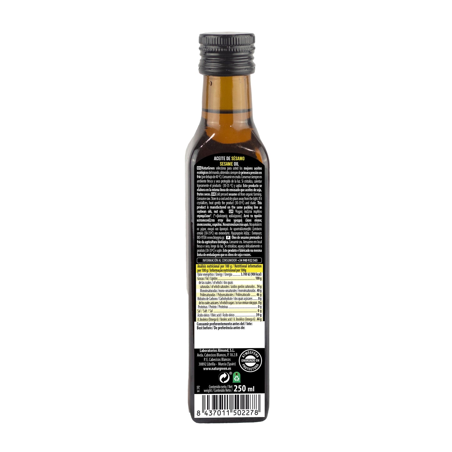 Pack 6x Aceite de Sésamo Ecológico 250 ml NaturGreen