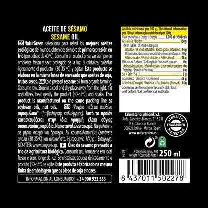 Pack 6x Aceite de Sésamo Ecológico 250 ml NaturGreen