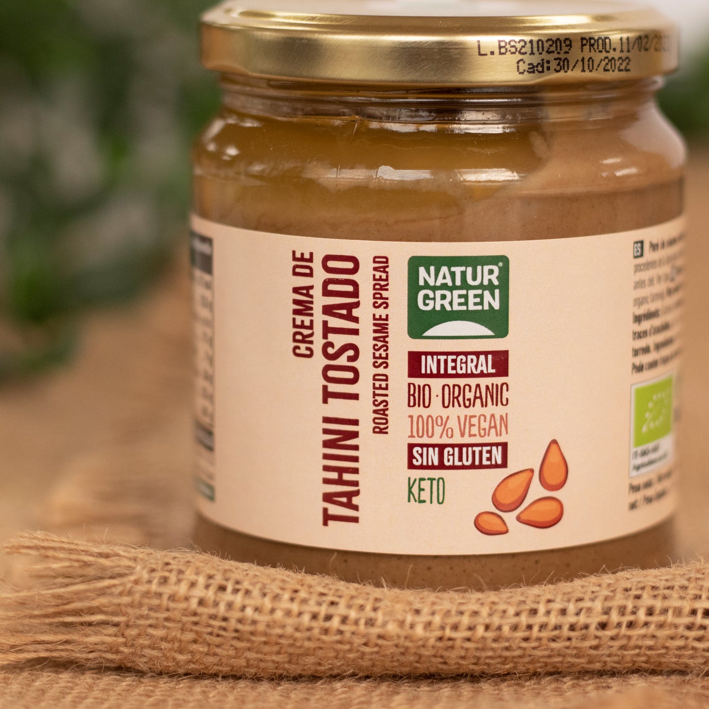 Tahín de Sésamo Tostado Ecológico 300g NaturGreen