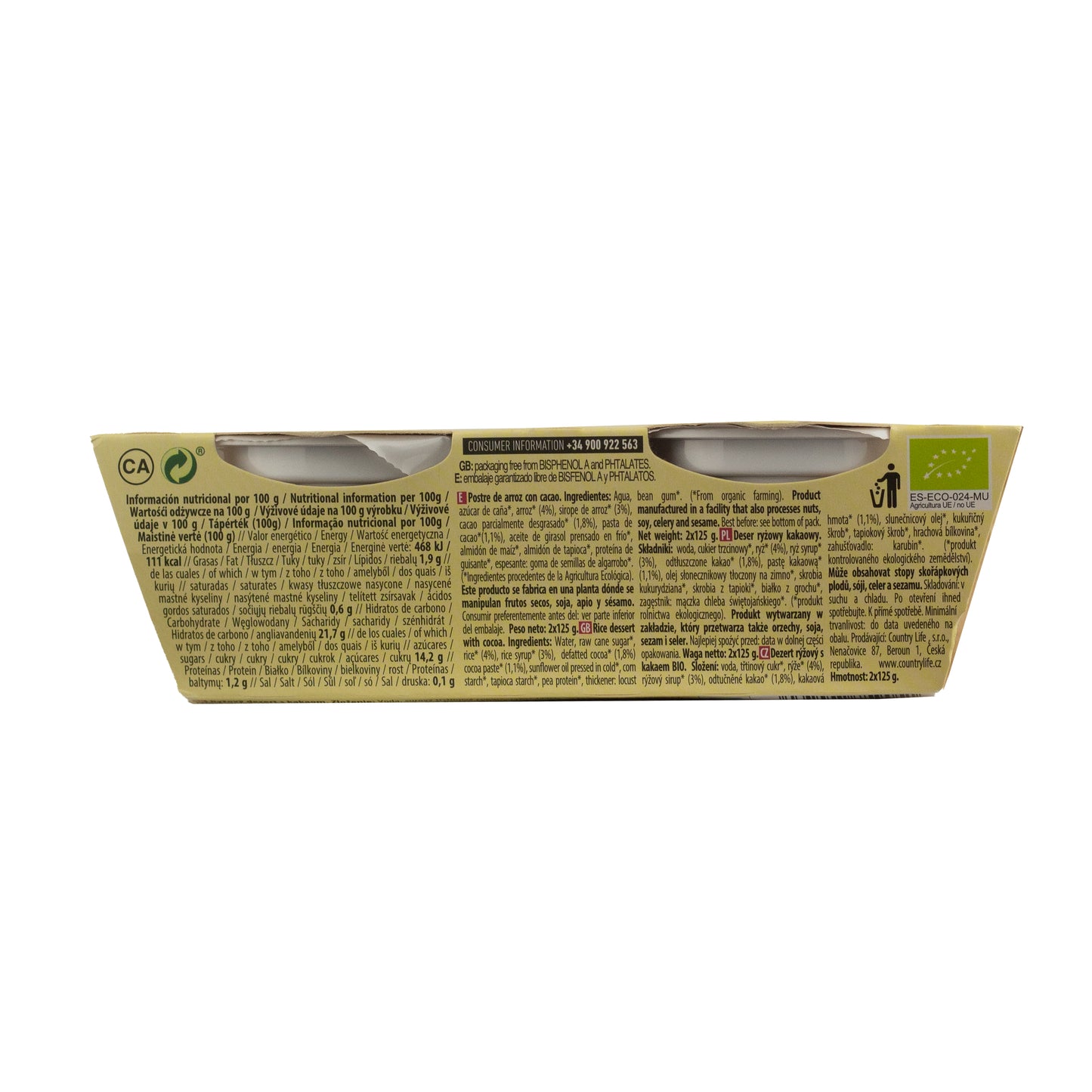 Postre de Arroz y Cacao Ecológico (2x125 g) NaturGreen