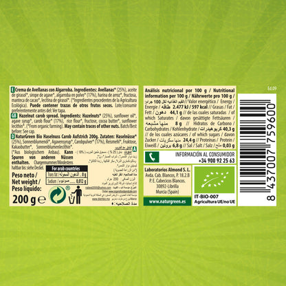 Crema de Avellana y Algarroba Ecológica 200g NaturGreen