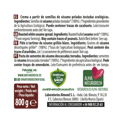 Pack 6x Tahín de Sésamo Ecológico 800g NaturGreen