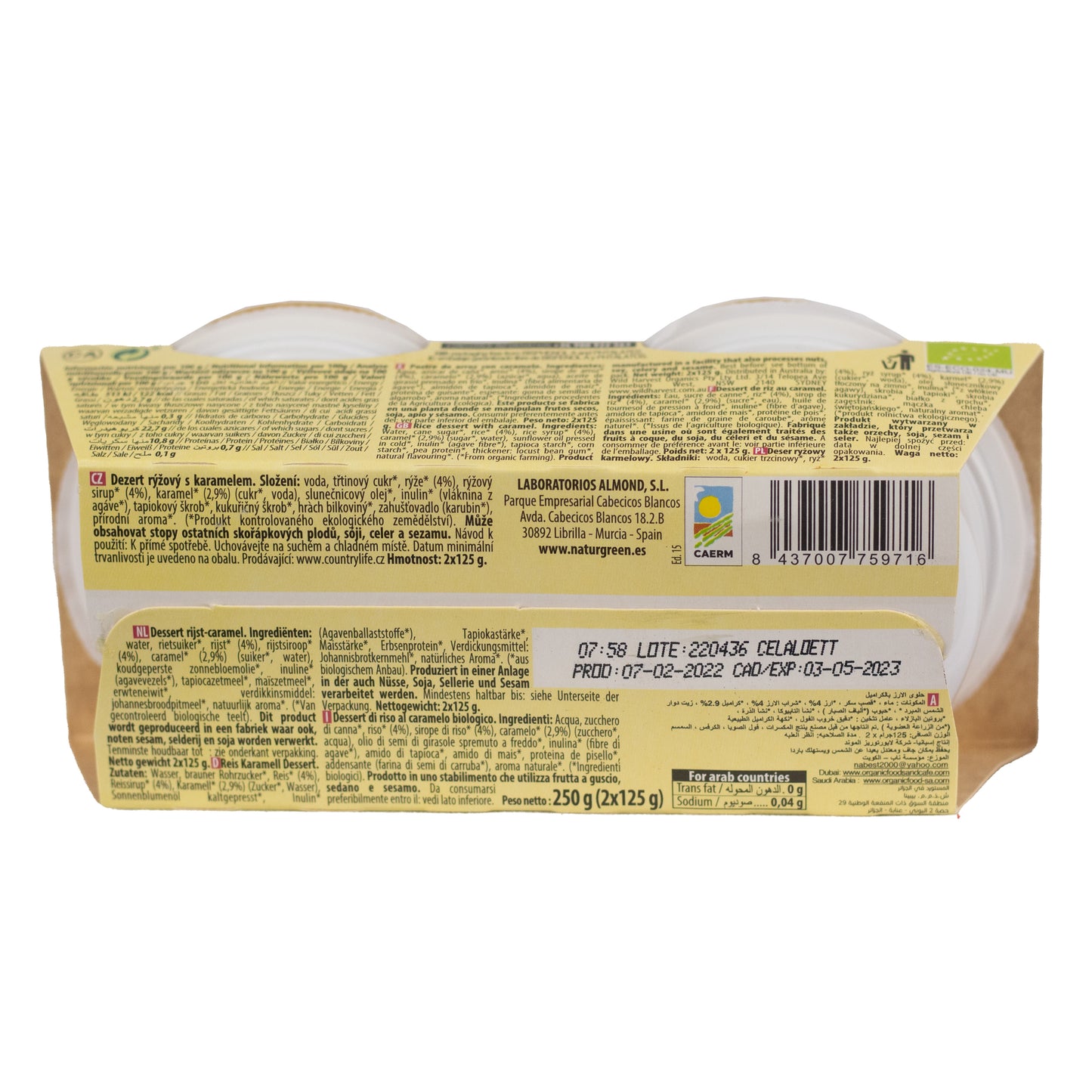 Postre de Arroz con Caramelo Bio (2x125 g) NaturGreen
