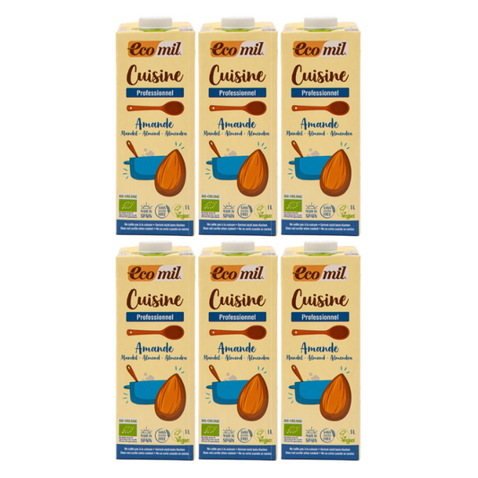 Pack 6x Nata ecológica para cocinar de Almendra 1 L. EcoMil Cuisine