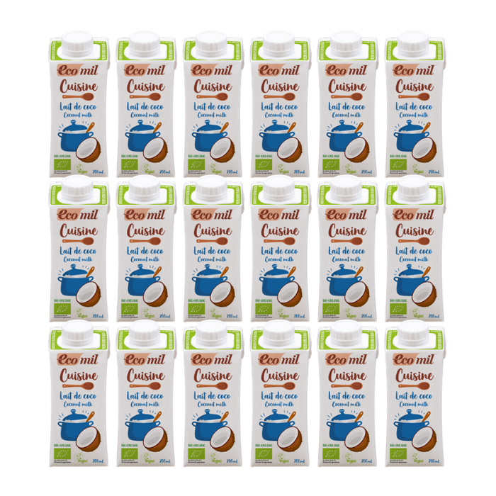 Pack 24x Leche de coco Bio para cocinar 200ml Ecomil
