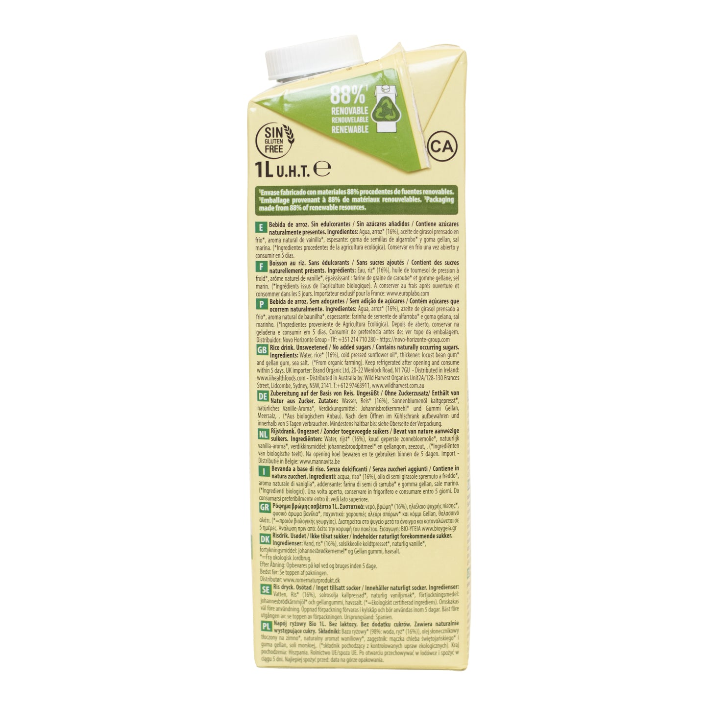 Bebida de Arroz Sin Azúcares Añadidos Bio 1L NaturGreen