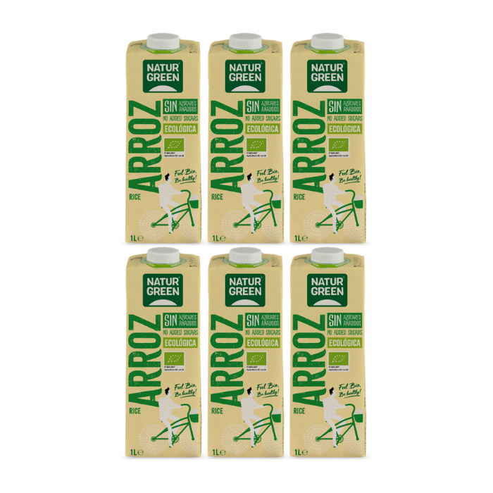 Pack 6x Bebida de Arroz Sin Azúcares Añadidos Bio 1L NaturGreen