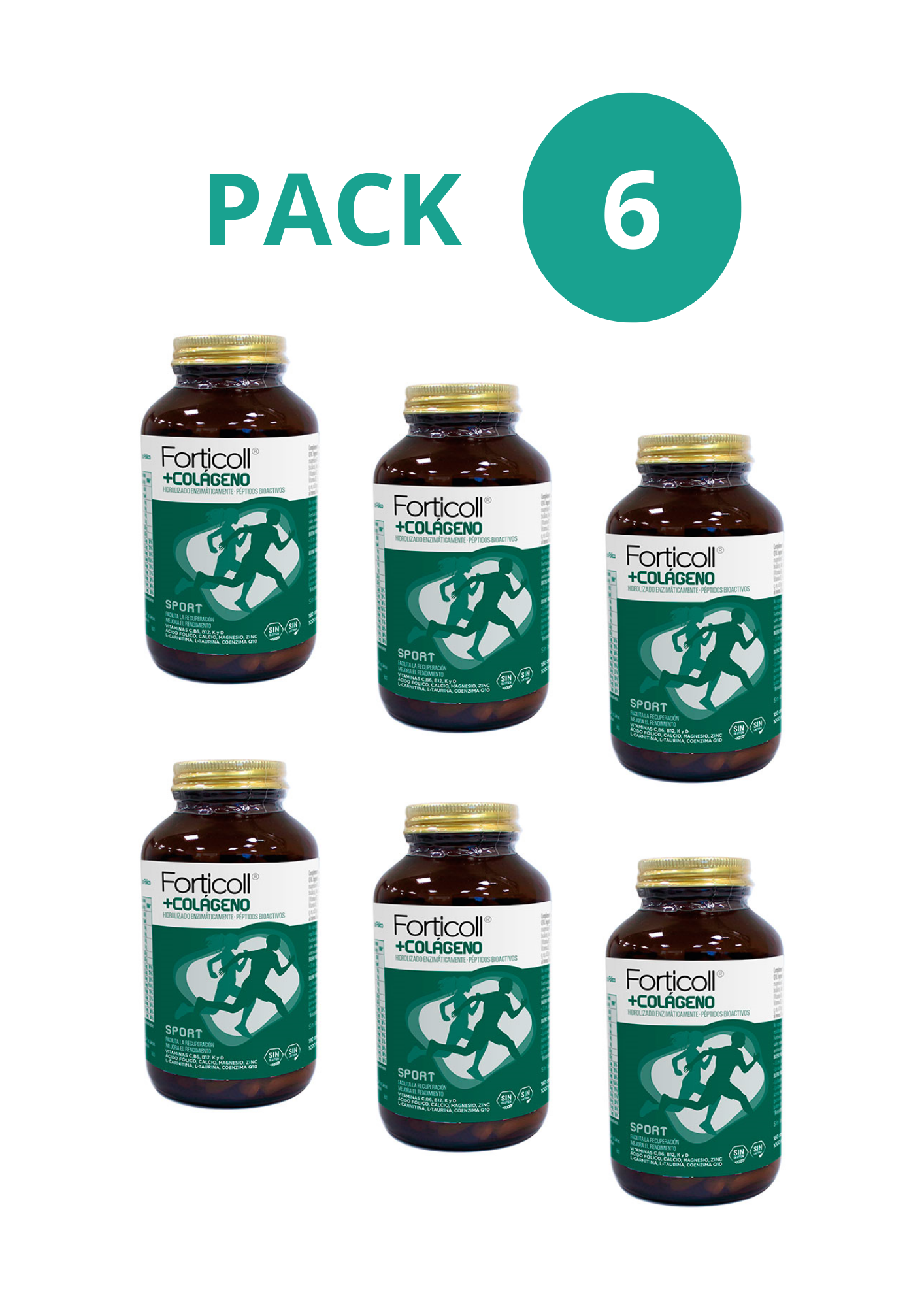 Pack 6x Colágeno BioActivo Sport 180 comprimidos Forticoll